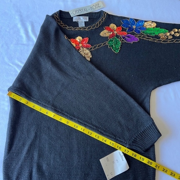 NWT Vintage Crystal - Kobe poinsettia sequined sweater - Picture 7 of 10